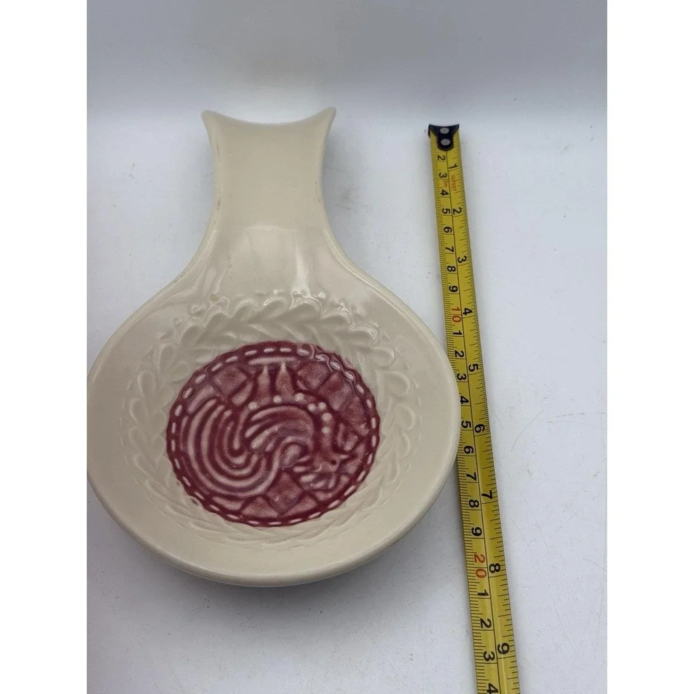 Longaberger Pottery American Craft Paprika Rooster Spoon Rest USA 8